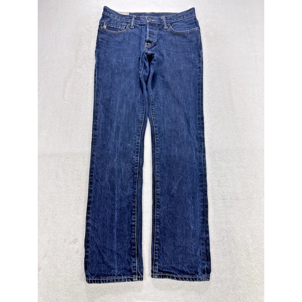 Abercrombie & Fitch Jean Men 30x32 Blue Classic Straight Button Fly Dark Wash A+
